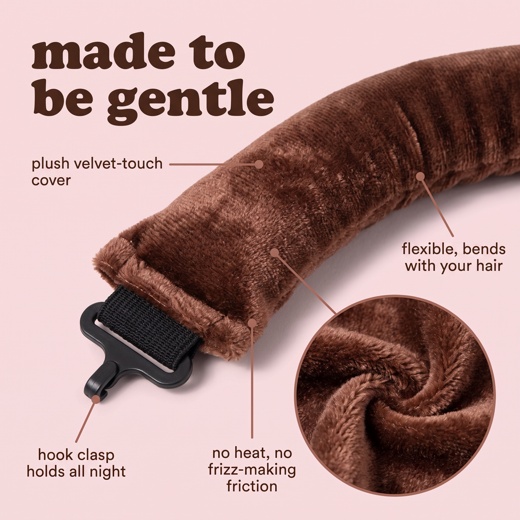 Plush velvet-touch cover and hook clasp close up