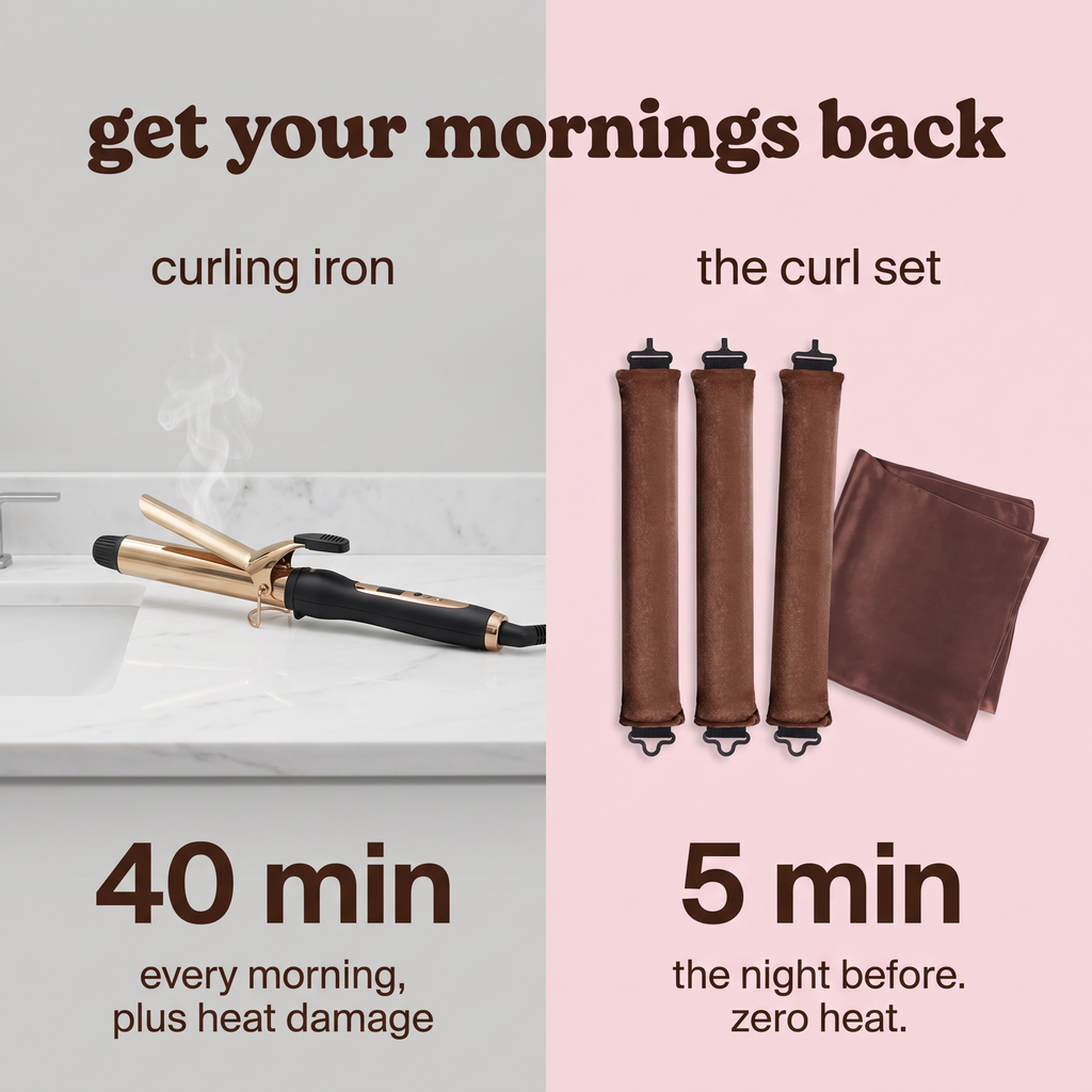 Curling iron 40 minutes every morning versus the curl set 5 minutes the night before